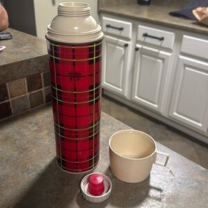 Vintage Red Tartan Plaid Thermos